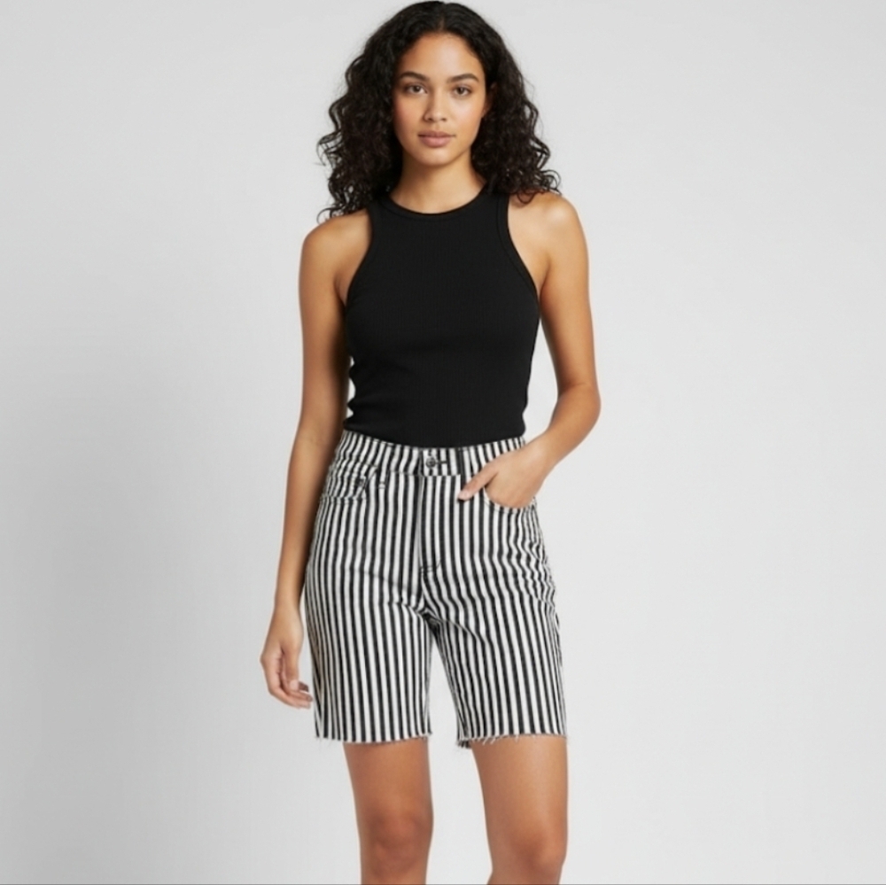 Rag & Bone New York High Rise Shorts Size 24 US 0-2 Black and White